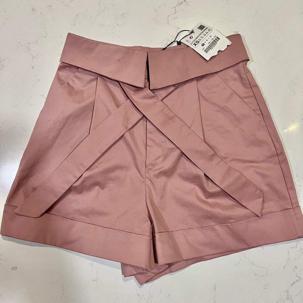 NWT Zara High waisted belted shorts